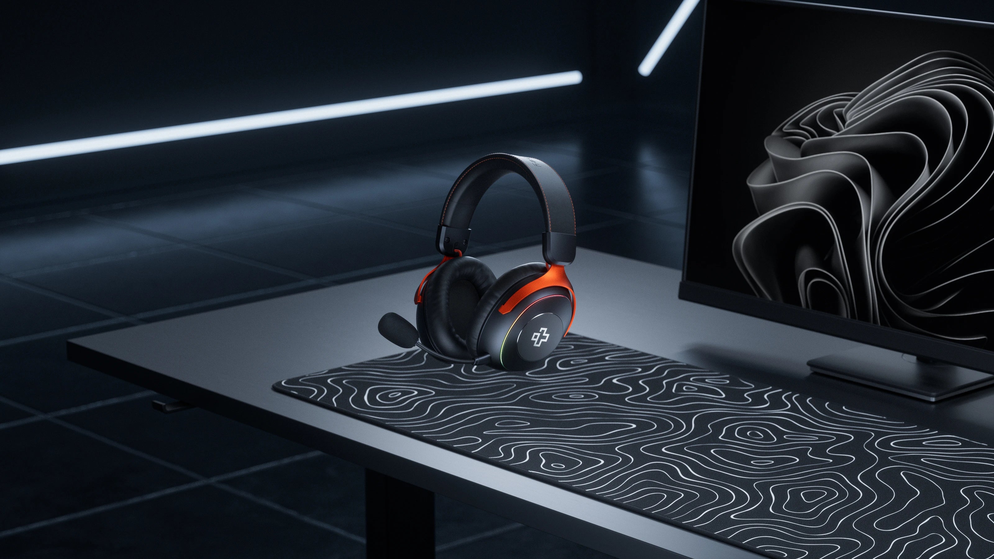 Słuchawki gamingowe bezprzewodowe QwertyKey Pulse, Trio Mode, RGB, z oprogramowaniem, mikrofon z redukcją szumów AI