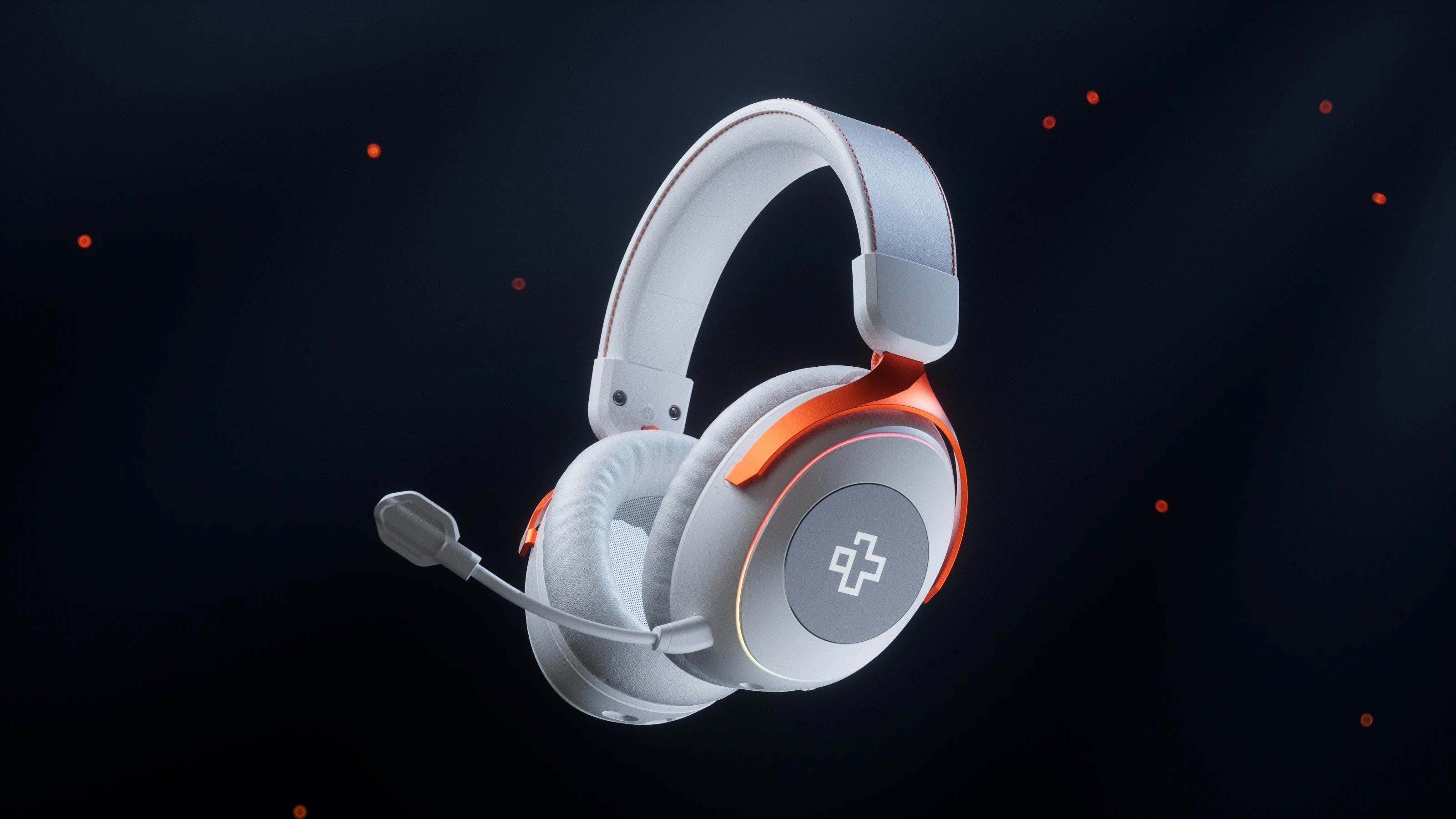 Słuchawki gamingowe bezprzewodowe QwertyKey Pulse białe, Trio Mode, RGB, z oprogramowaniem, mikrofon z redukcją szumów AI
