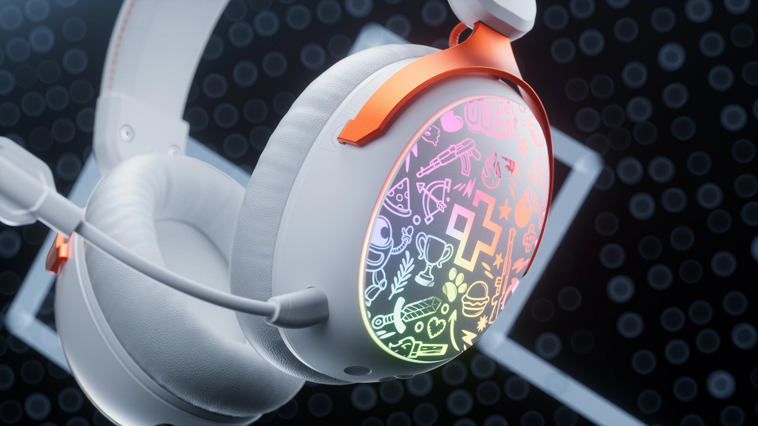 Słuchawki gamingowe bezprzewodowe QwertyKey Pulse białe, Trio Mode, RGB, z oprogramowaniem, mikrofon z redukcją szumów AI