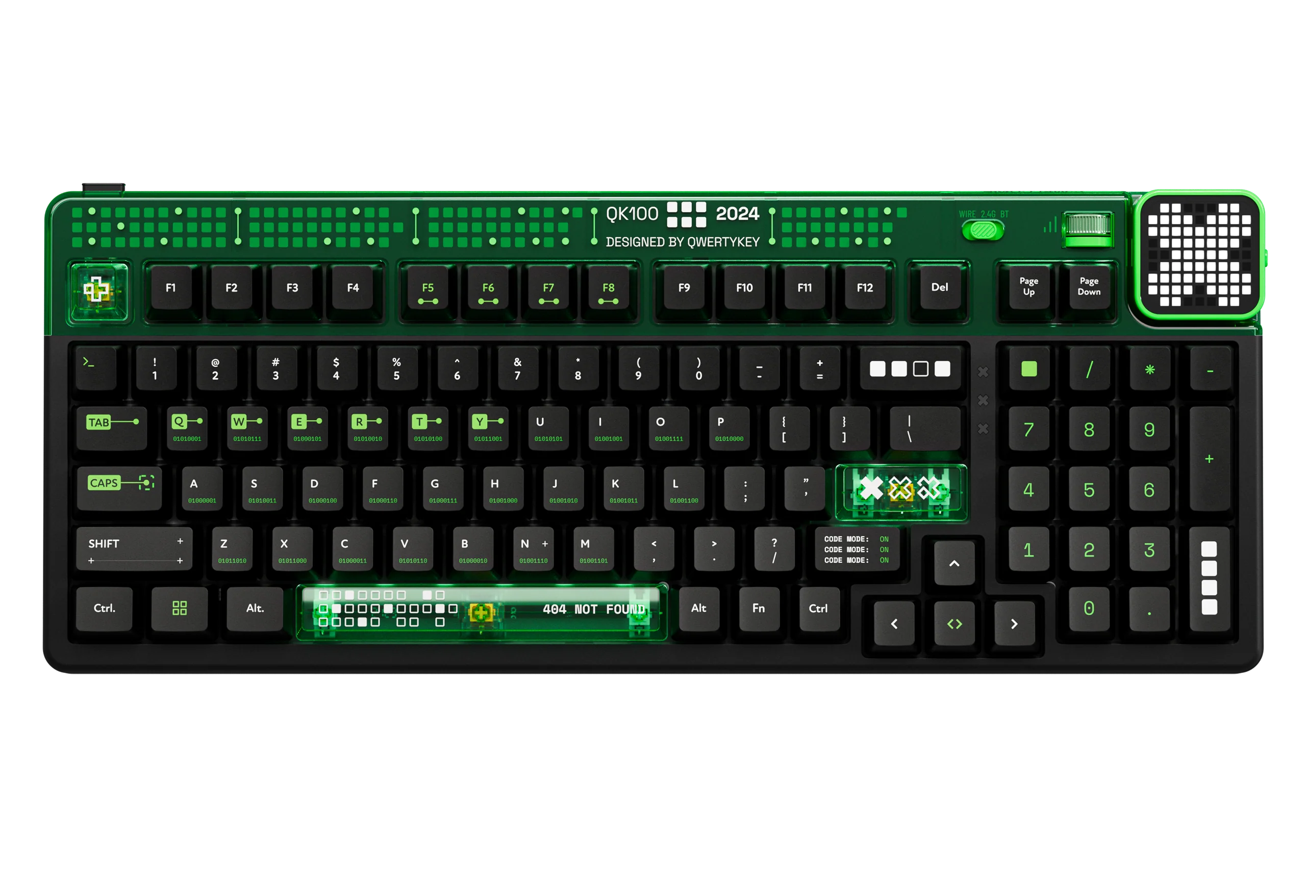 QwertyKey100 Matrix - bezprzewodowa klawiatura mechaniczna gamingowa, Hotswap, RGB, gasket mount, z ekranem