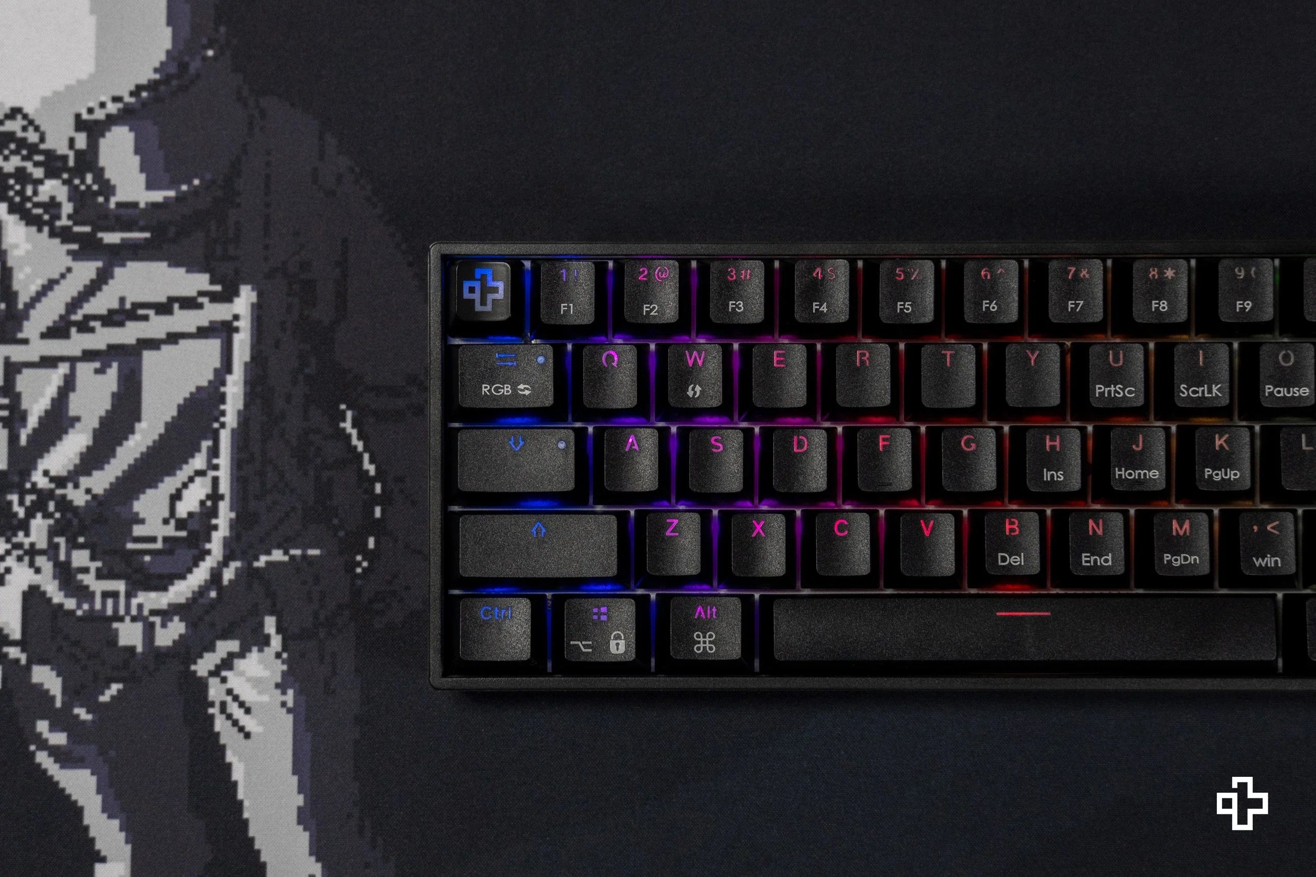 QwertyKey H61 Split, czarna - klawiatura mechaniczna gamingowa, Hotswap, RGB