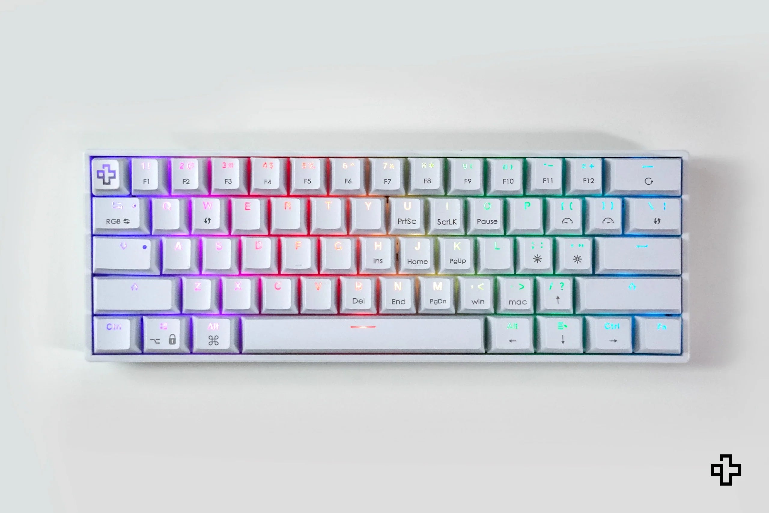 QwertyKey H61 Split, biała - klawiatura mechaniczna gamingowa, Hotswap, RGB