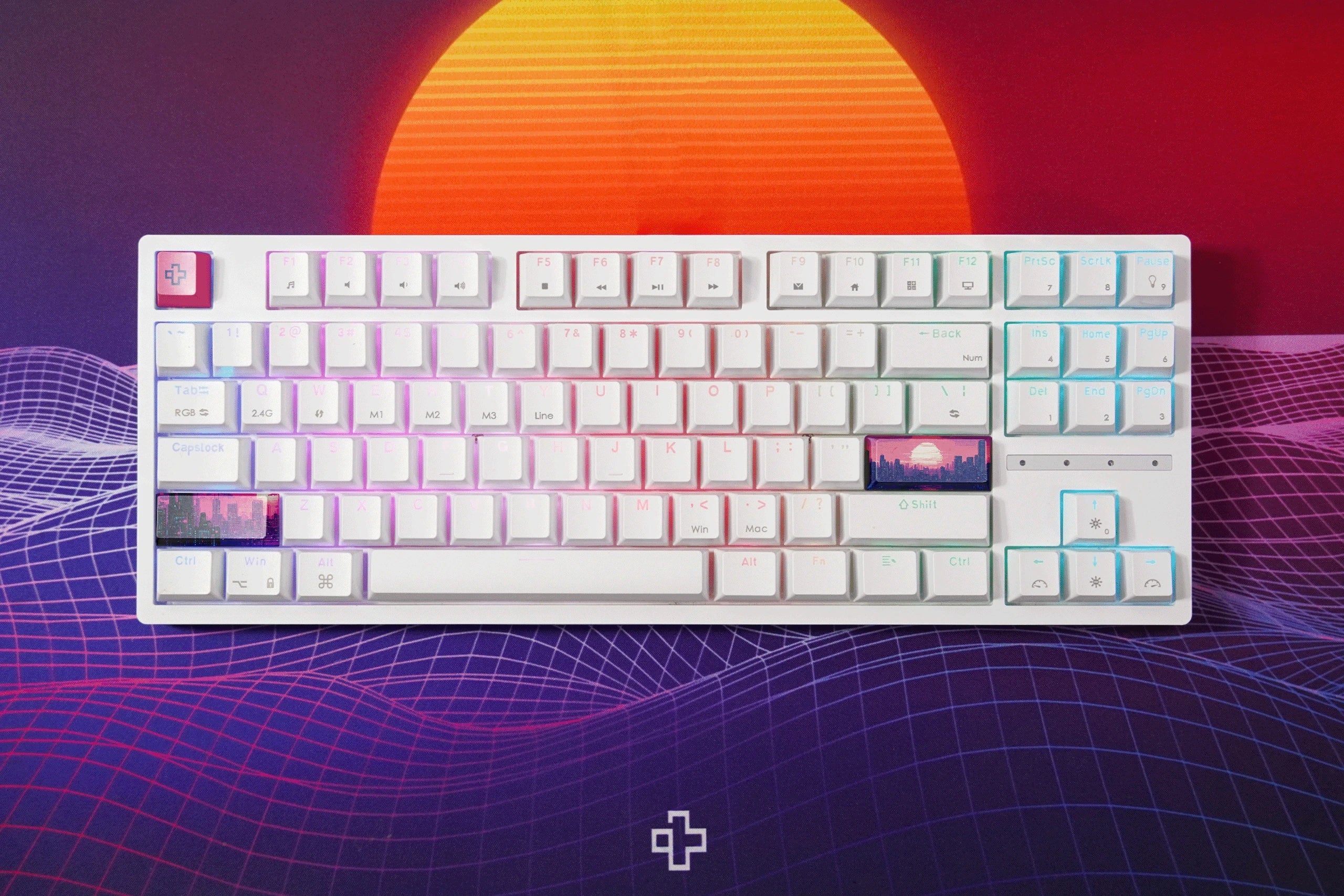 QwertyKey H87, biała - bezprzewodowa klawiatura mechaniczna gamingowa, Hotswap, RGB