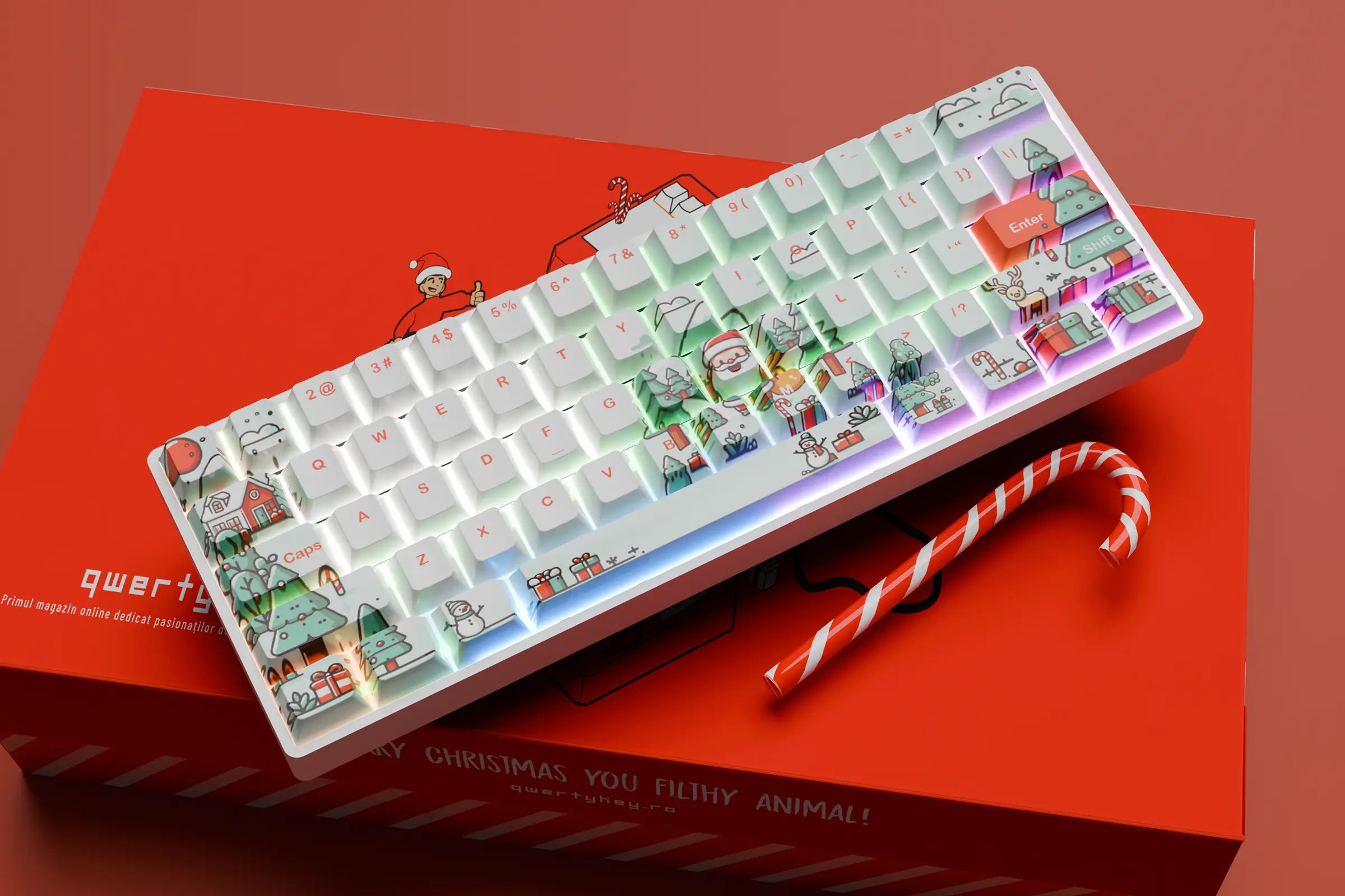 QwertyKey Santa - świąteczna klawiatura mechaniczna gamingowa, Hotswap